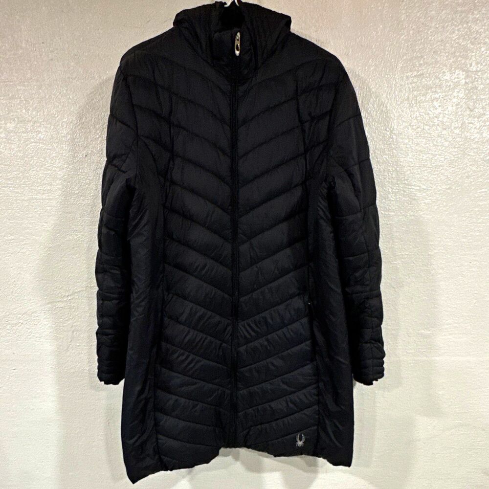 Spyder Women's Hooded Puffer Coat Full Zip Black Size L SPFGM045-001